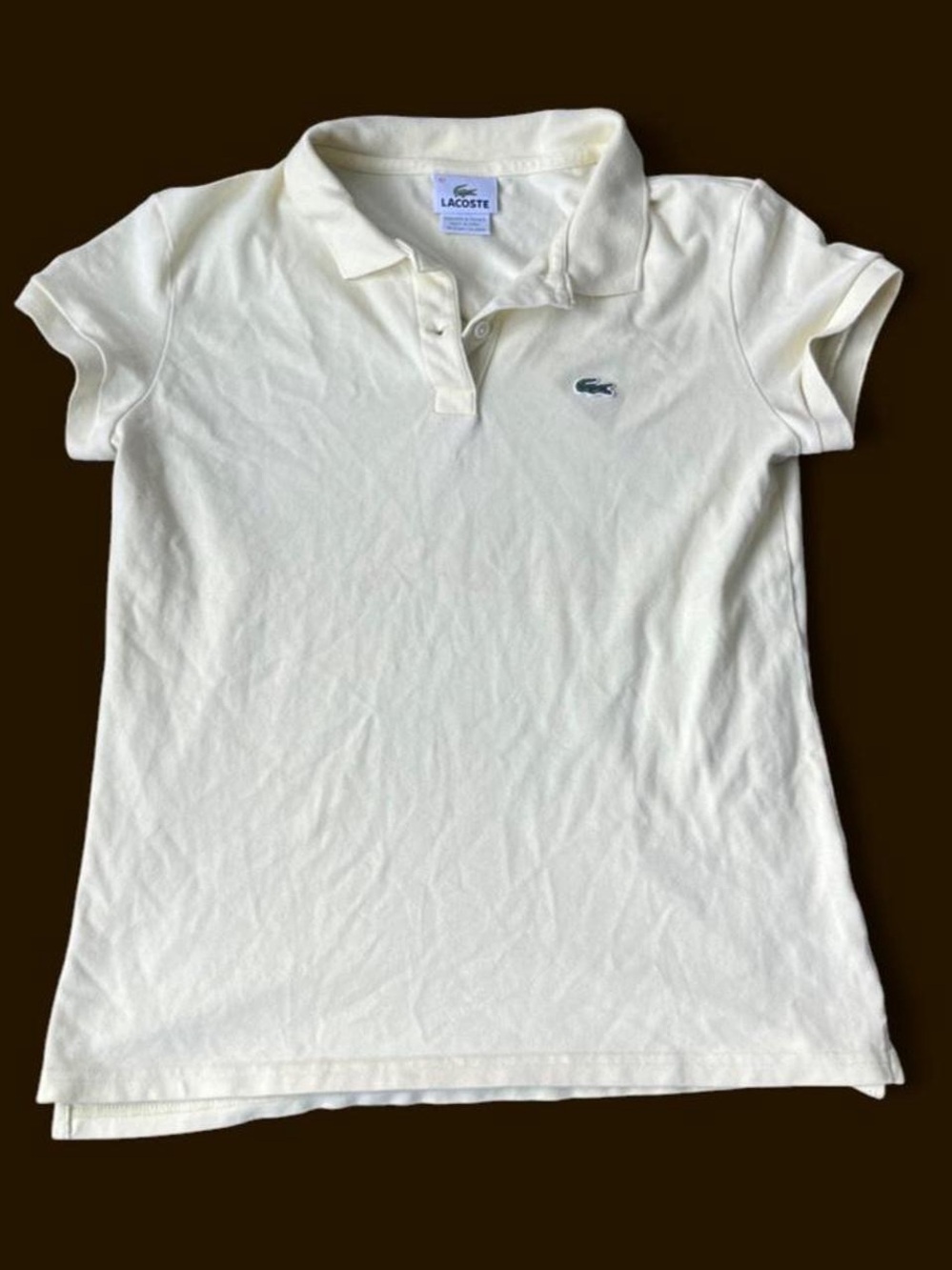 Lacoste Classic Fit Pastel Yellow Short Sleeve Embroidered Crocodile Polo Medium